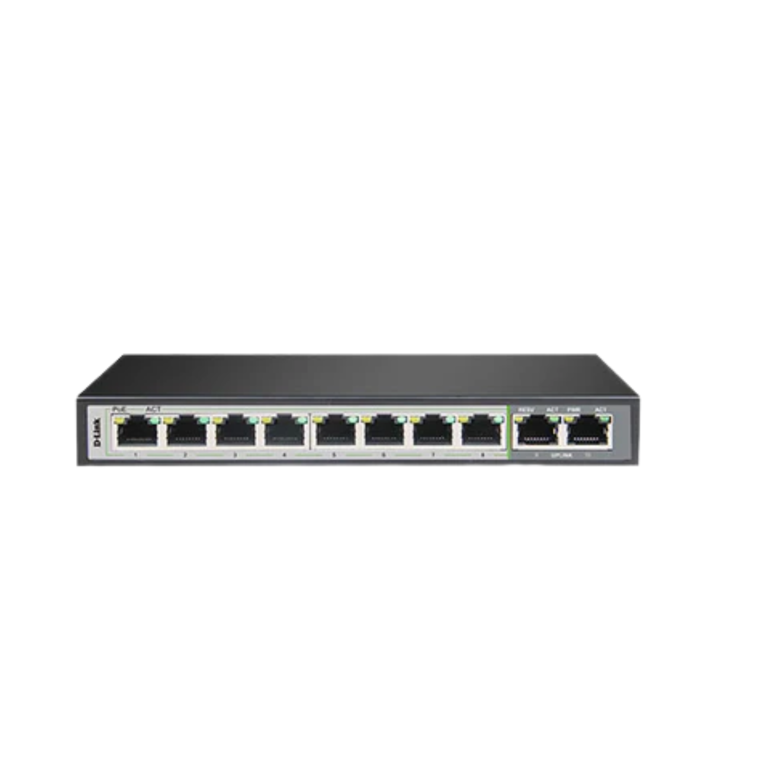250M 10-Port Unmanaged Gigabit Switch with 8 PoE Ports (100W) and 1-2 Uplink Ports