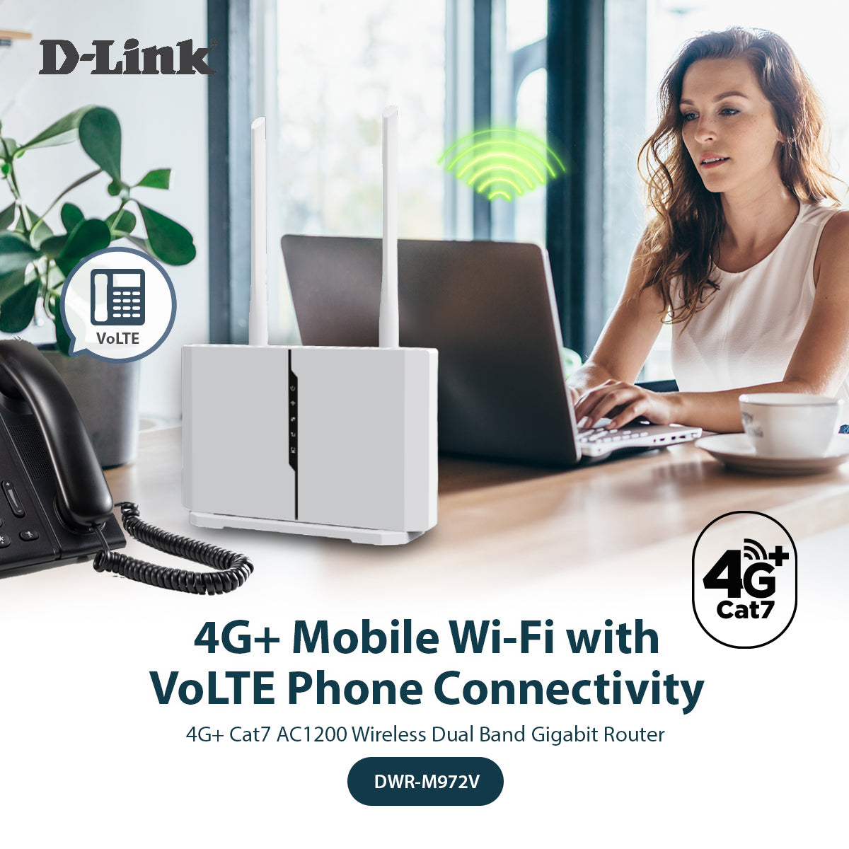 4G+LTE Cat7 AC1200 Router with Dual Power Mode, Telephony