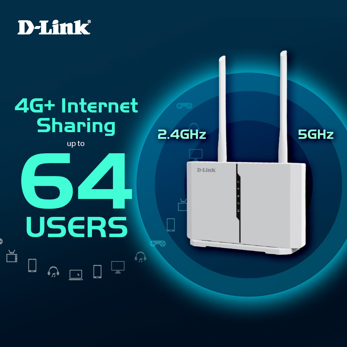 4G+LTE Cat7 AC1200 Router with Dual Power Mode, Telephony