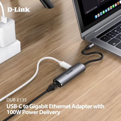 USB-C to Gigabit Ethernet Adapter with 100W Power Delivery