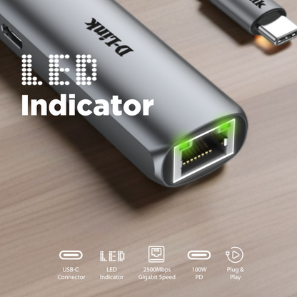 USB-C to 2.5Gbps Ethernet Adapter with 100W Power Delivery