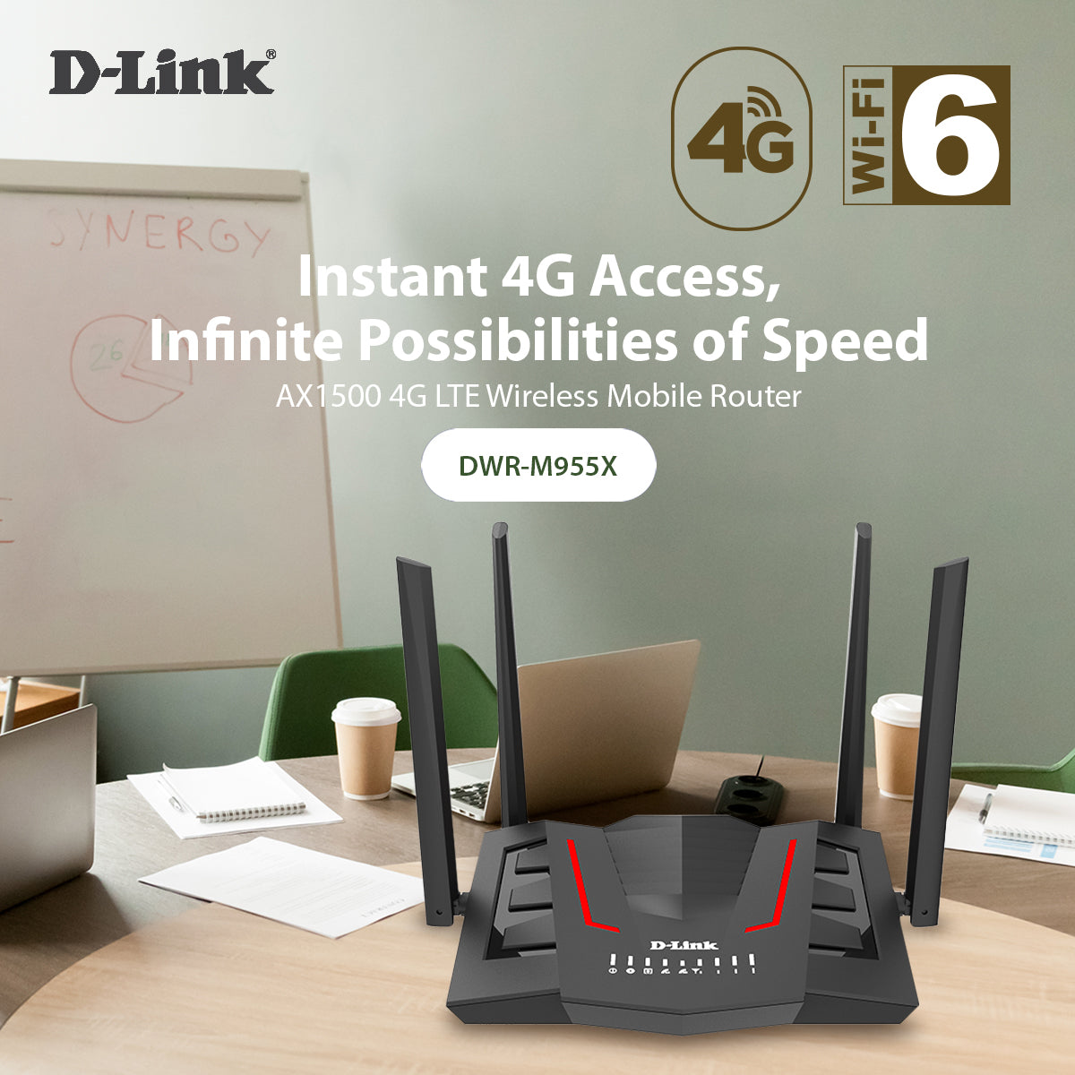 4G LTE AX1500 Gigabit Mobile Router with LAN & WAN
