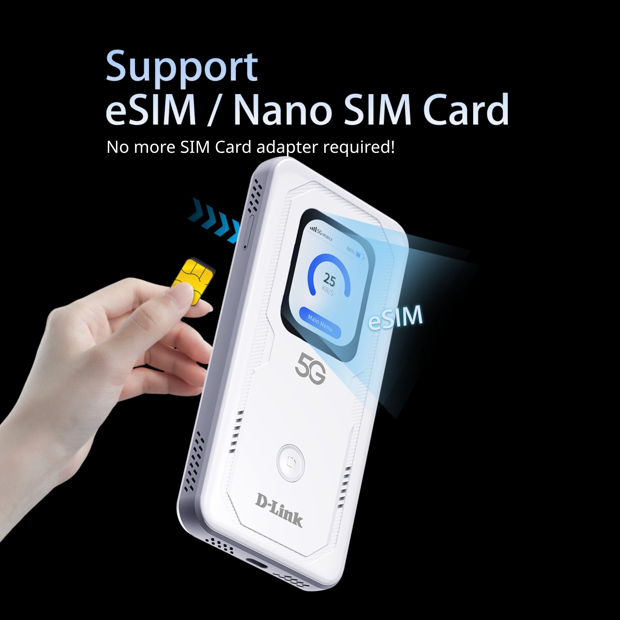 5G Wi-Fi 6 AX900 Mobile Wi-Fi Hotspot eSIM/Nano SIM
