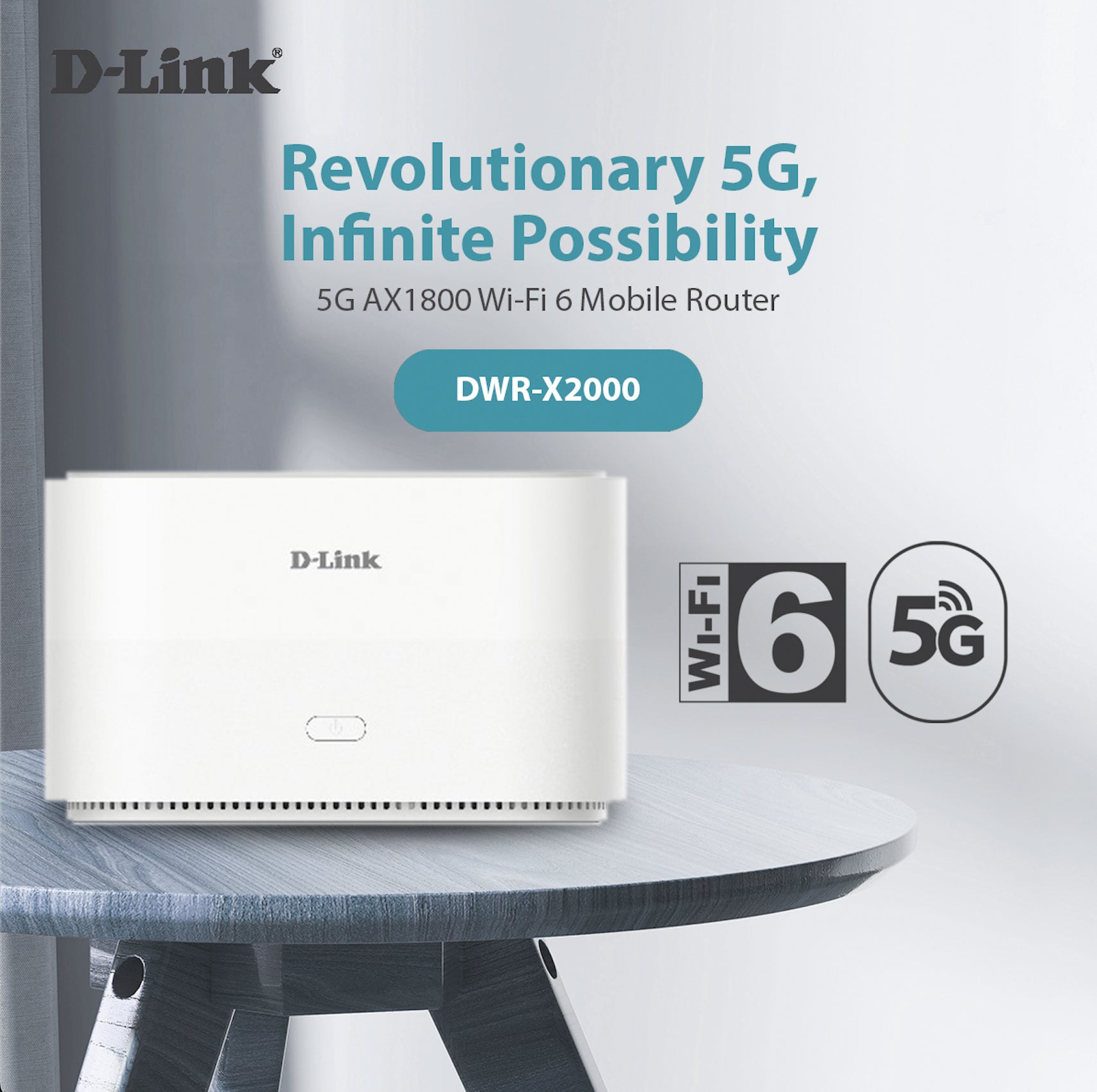 D-Link DWR-X2000 | 5G Wi-Fi 6 AX1800 Gigabit Mobile Router with
