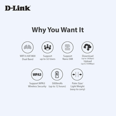 5G Wi-Fi 6 AX1800 Mobile Wi-Fi Hotspot