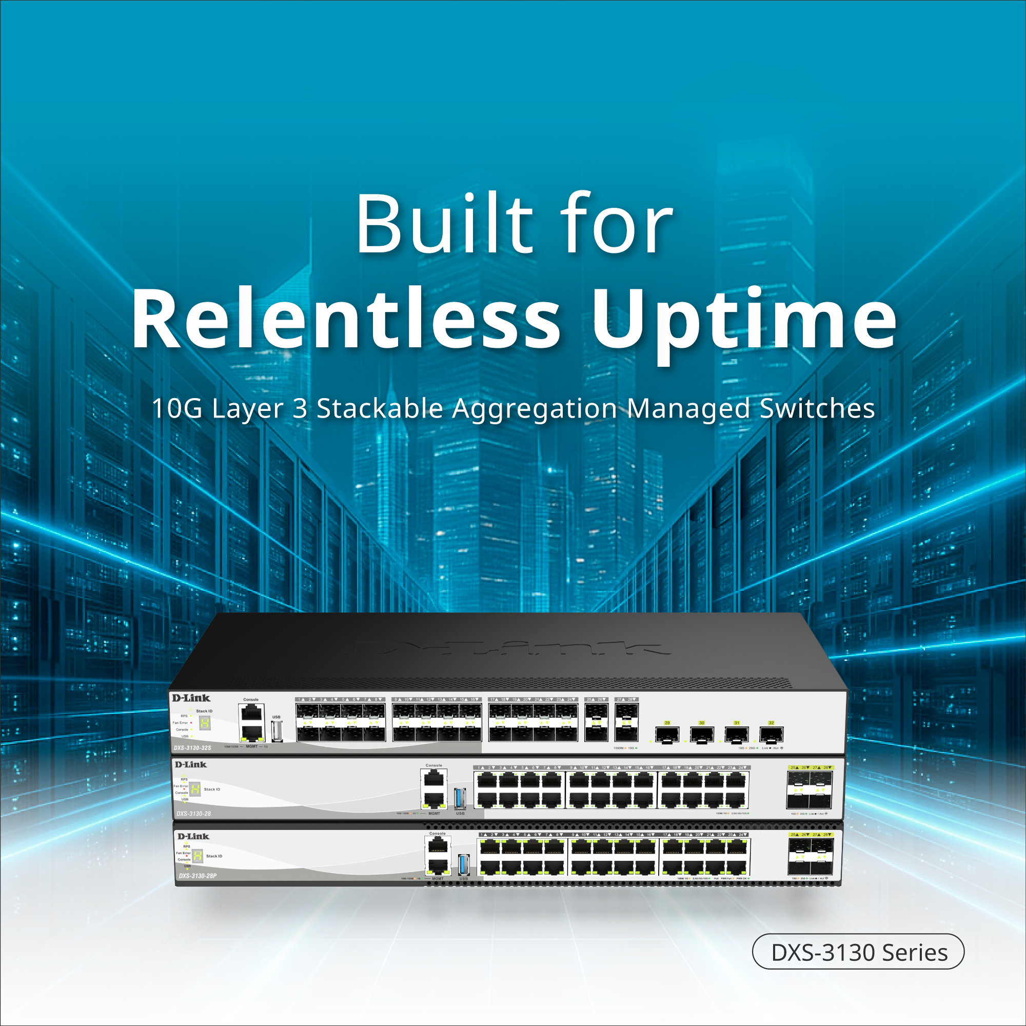 24-Port 10G Layer 3 Stackable Aggregation Managed PoE Switch