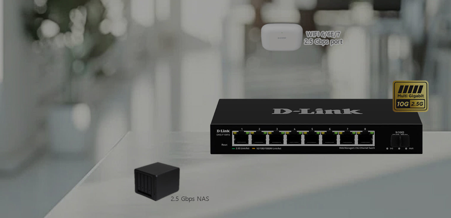 D-Link DMS-F109TS | 8-port 2.5G with 1-Port SFP+ Web Management