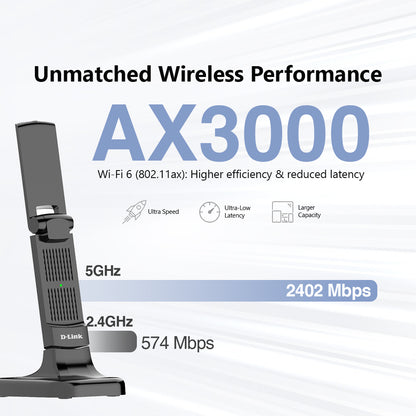 Wireless AX3000 Wi-Fi 6 High Gain USB 3.0 Adapter