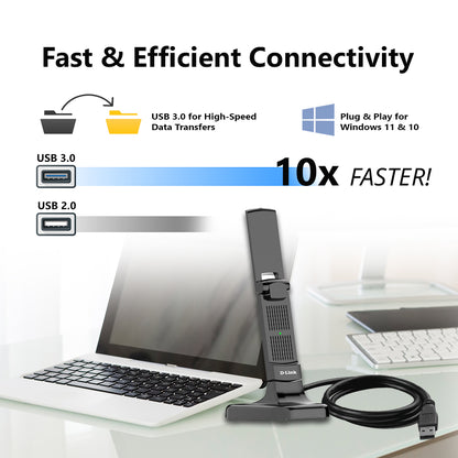 Wireless AX3000 Wi-Fi 6 High Gain USB 3.0 Adapter