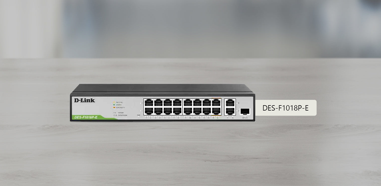 D-Link DES-F1018P-E | 16-Port Fast Ethernet PoE Switch with 1