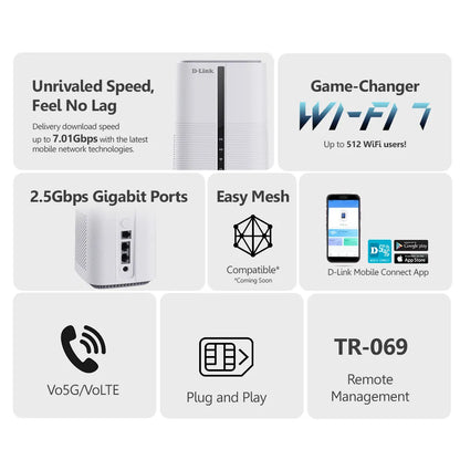 5G Wi-Fi 7 BE7200 Multi-Gigabit VoLTE/VoNR/Vo5G Mobile Router