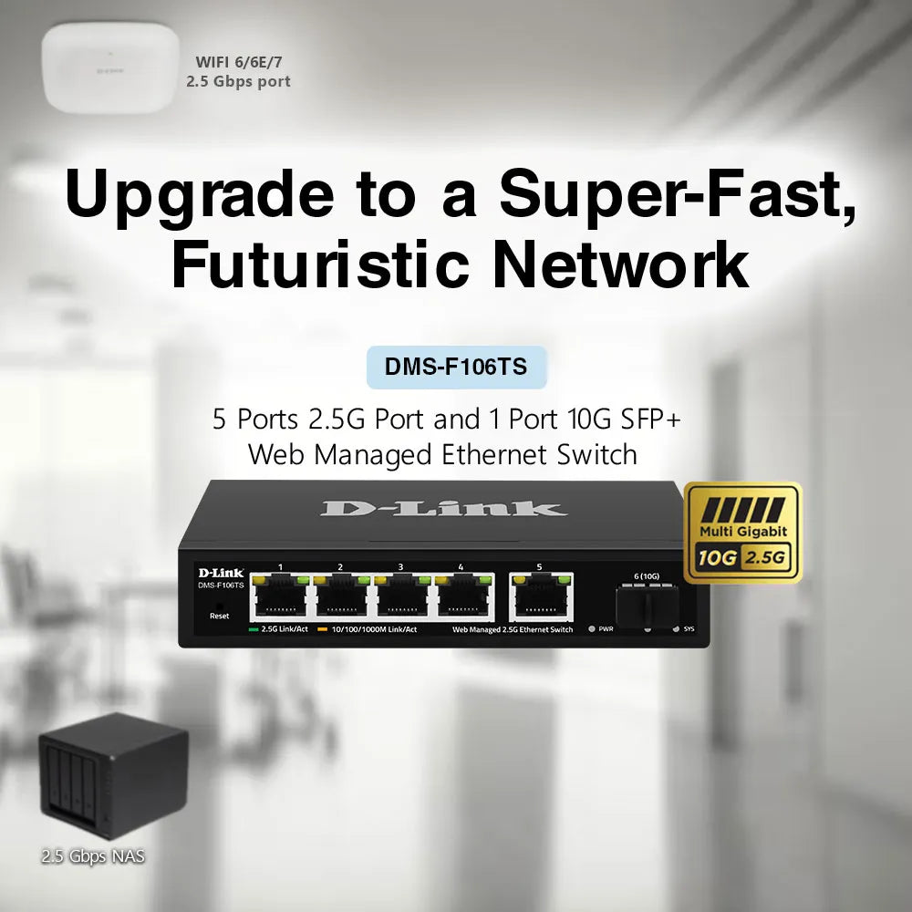 5-port 2.5G with 1-Port SFP+ Web Management Desktop Switch