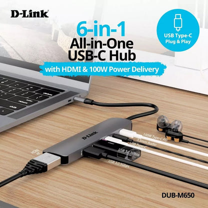 6-in-1 USB C Hub with 100W Power Delivery