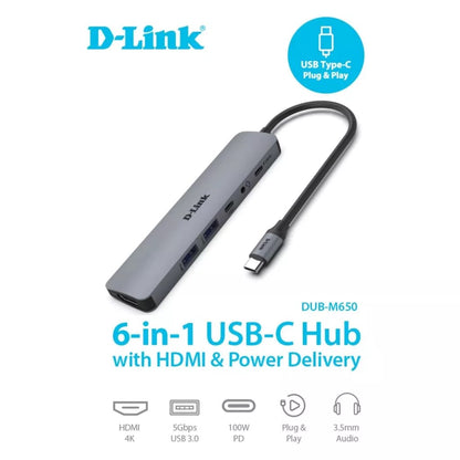 6-in-1 USB C Hub with 100W Power Delivery